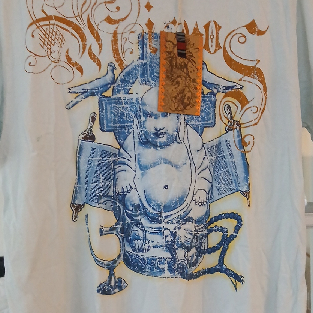 Men's Pale Blue Graphic Buddah Tee